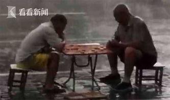天津大爷暴雨吃瓜,诠释城市生活百态